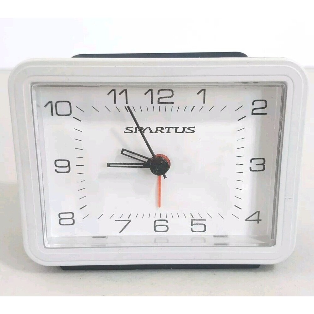 Vintage Spartus Alarm Clock Battery Operated Blue & White #A019